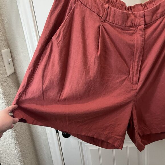 Old Navy Linen Blend High Rise Shorts Beachy Coastal Womens Size 3X Pockets - Picture 2 of 8